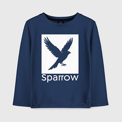 Лонгслив хлопковый детский Летящий воробей, цвет: тёмно-синий