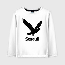 Лонгслив хлопковый детский Черная чайка, цвет: белый