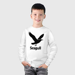 Лонгслив хлопковый детский Черная чайка, цвет: белый — фото 2