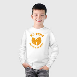 Лонгслив хлопковый детский Wu-Tang protect ya neck, цвет: белый — фото 2