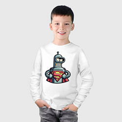 Лонгслив хлопковый детский Super Bender meme, цвет: белый — фото 2