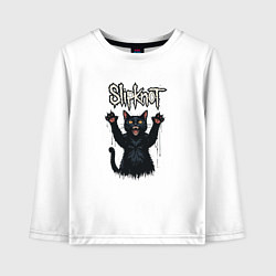 Лонгслив хлопковый детский Slipknot Кот с поднятыми лапами, цвет: белый