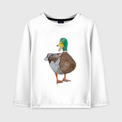 Лонгслив хлопковый детский Утка селезень, цвет: белый