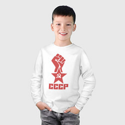 Лонгслив хлопковый детский Сила СССР, цвет: белый — фото 2