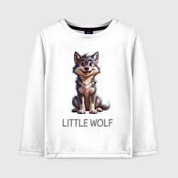 Лонгслив хлопковый детский Юный волчонок, цвет: белый