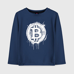 Лонгслив хлопковый детский Биткоин в стиле Бэнкси, цвет: тёмно-синий