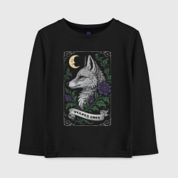Лонгслив хлопковый детский Серая лиса под луной, цвет: черный