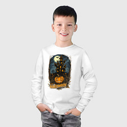 Лонгслив хлопковый детский Halloween mansion, цвет: белый — фото 2