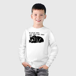 Лонгслив хлопковый детский Медведь - не буди лихо пока оно тихо, цвет: белый — фото 2