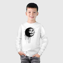Лонгслив хлопковый детский Страшное лицо-смайл в стиле граффити, цвет: белый — фото 2