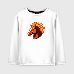 Лонгслив хлопковый детский Лошадь с огненной гривой, цвет: белый
