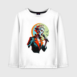 Детский лонгслив Певица рок вампир с микрофоном