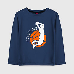 Лонгслив хлопковый детский Лети или умри, цвет: тёмно-синий