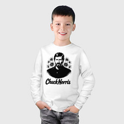 Лонгслив хлопковый детский Чак Норрис в цветах, цвет: белый — фото 2