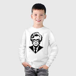 Лонгслив хлопковый детский Энди Уорхол в городском стиле, цвет: белый — фото 2