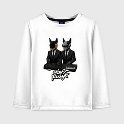 Лонгслив хлопковый детский Daft Punk - кибер собаки, цвет: белый