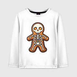 Лонгслив хлопковый детский Скелет печеньки, цвет: белый