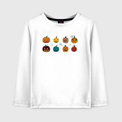 Детский лонгслив Разноцветные тыквы Джека на Хэллоуин