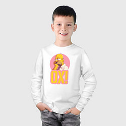 Лонгслив хлопковый детский Гомер Ох, цвет: белый — фото 2