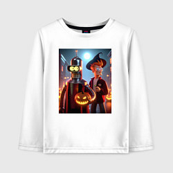 Детский лонгслив Бендер и Фрай в шляпе - ночь на хэллоуин