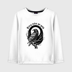 Лонгслив хлопковый детский Готическая ворона сидит на ветке, цвет: белый