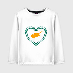 Лонгслив хлопковый детский Кипр в сердце, цвет: белый