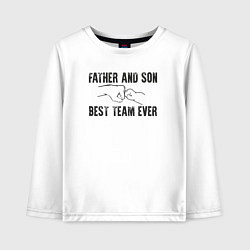 Лонгслив хлопковый детский Отец и сын лучшая команда в мире, цвет: белый