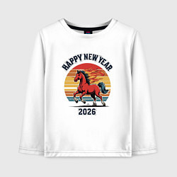 Детский лонгслив Красная огненная лошадь 2026