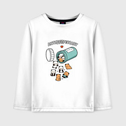 Лонгслив хлопковый детский Антидепрессант - мишки панды, цвет: белый