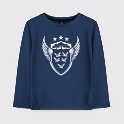 Лонгслив хлопковый детский Пять птиц на геральдическом щите, цвет: тёмно-синий