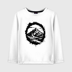 Лонгслив хлопковый детский Гора и храм в круге, цвет: белый