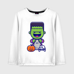 Лонгслив хлопковый детский Забавный Франкенштейн, цвет: белый