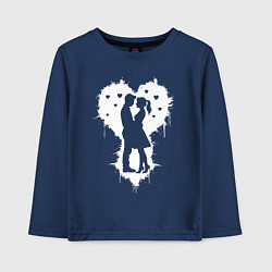 Лонгслив хлопковый детский Объятия в сердце, цвет: тёмно-синий