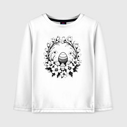 Лонгслив хлопковый детский Пасхальный венок с яйцами, цвет: белый