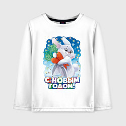 Лонгслив хлопковый детский С Новым годом, цвет: белый