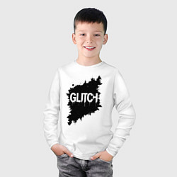 Лонгслив хлопковый детский Глитч-эффект хаос в пикселях, цвет: белый — фото 2