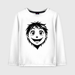 Лонгслив хлопковый детский Улыбчивый аниме-мальчик, цвет: белый