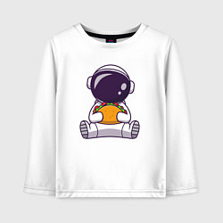 Лонгслив хлопковый детский Космический такос, цвет: белый