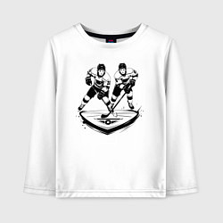 Лонгслив хлопковый детский Хоккейная дуэль, цвет: белый
