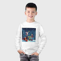 Лонгслив хлопковый детский Дед Морозио и Принцесса Снегурочка: вперёд за звёз, цвет: белый — фото 2