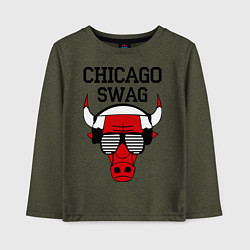 Лонгслив хлопковый детский Chicago SWAG, цвет: меланж-хаки