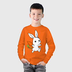 Лонгслив хлопковый детский Зайка с морковкой, цвет: оранжевый — фото 2