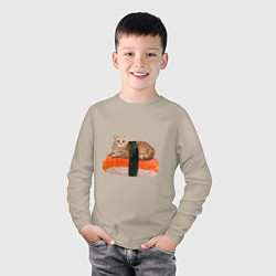 Лонгслив хлопковый детский Котосуши, цвет: миндальный — фото 2