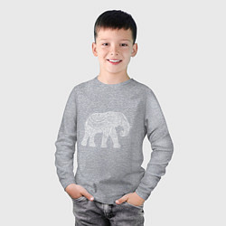 Лонгслив хлопковый детский Расписной слон, цвет: меланж — фото 2