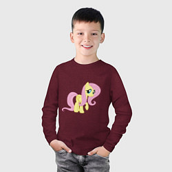 Лонгслив хлопковый детский Пони пегас Флаттершай, цвет: меланж-бордовый — фото 2
