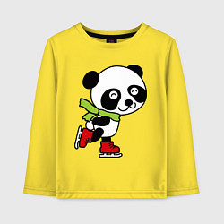 Лонгслив хлопковый детский Панда на коньках, цвет: желтый