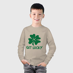 Лонгслив хлопковый детский Get lucky, цвет: миндальный — фото 2