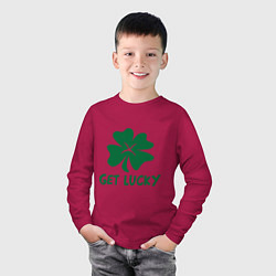 Лонгслив хлопковый детский Get lucky, цвет: маджента — фото 2