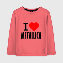 Лонгслив хлопковый детский I love Metallica, цвет: коралловый