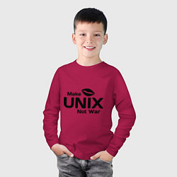 Лонгслив хлопковый детский Make unix, not war, цвет: маджента — фото 2
